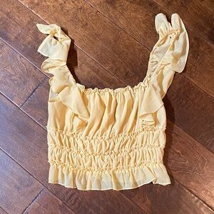 Le Lis Yellow Ruffled Blouse